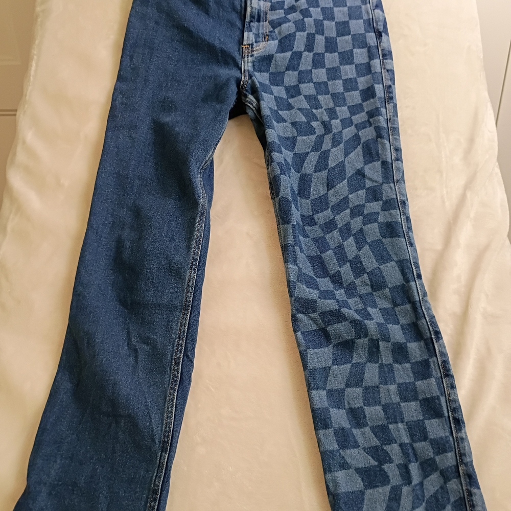 Hollister Women's Ultra High-rise 90's Vintage Colorblock Ckeck Jeans